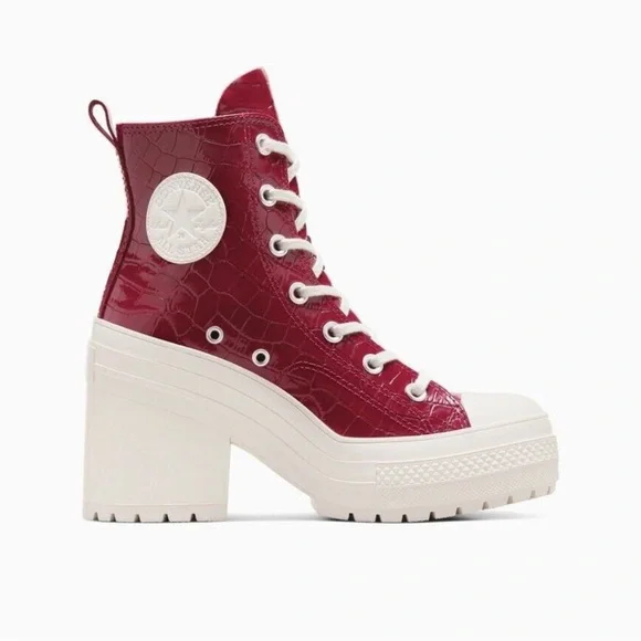 NEW Converse Chuck 70 De Luxe Leather Platform Heel Embossed Crocodile Hightop’s - Picture 5 of 7